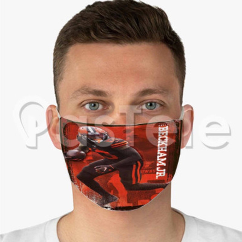 Odell Beckham Jr Cleveland Browns NFL Custom Fabric Face Mask Polyester Two Layers Cloth Washable