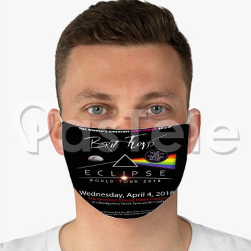 Pink Brit Floyd Eclipse World Tour 2018 Custom Fabric Face Mask Polyester Two Layers Cloth Washable