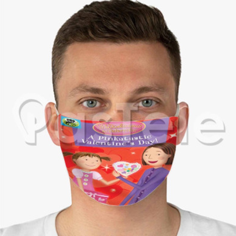 Pinkalicious Peterrific A Pinkatastic Valentine s Day Custom Fabric Face Mask Polyester Two Layers Cloth Washable