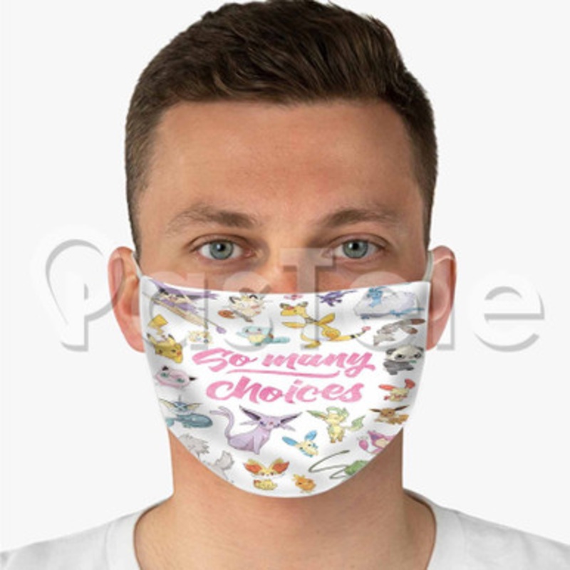Pok mon Characters Custom Fabric Face Mask Polyester Two Layers Cloth Washable