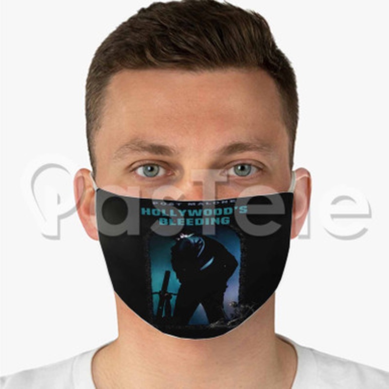 Post Malone Hollywood s Bleeding Custom Fabric Face Mask Polyester Two Layers Cloth Washable