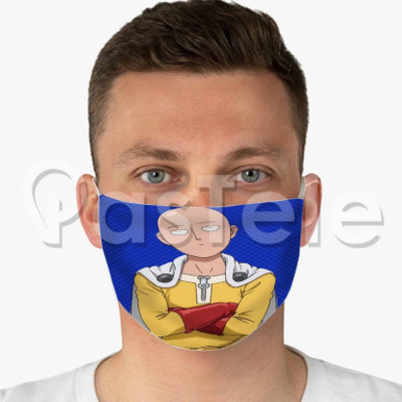 Saitama One Punch Man Custom Fabric Face Mask Polyester Two Layers Cloth Washable