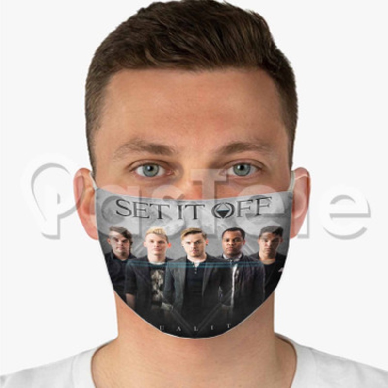 Set It Off band Custom Fabric Face Mask Polyester Two Layers Cloth Washable