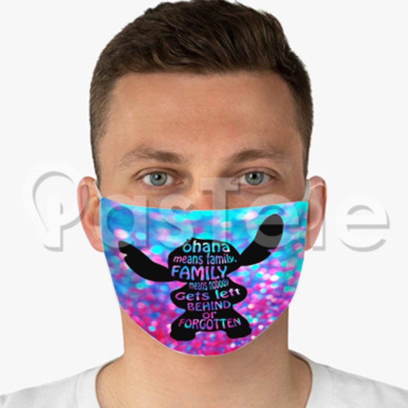 stitch ohana means family Custom Fabric Face Mask Polyester Two Layers Cloth Washable