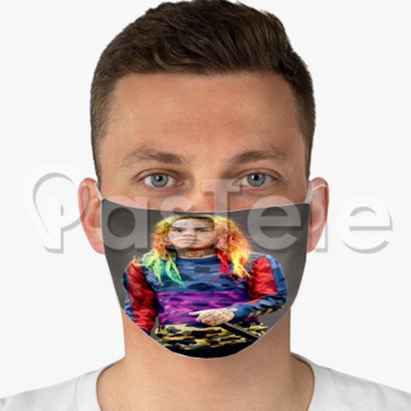 Tekashi 6ix9ine Custom Fabric Face Mask Polyester Two Layers Cloth Washable