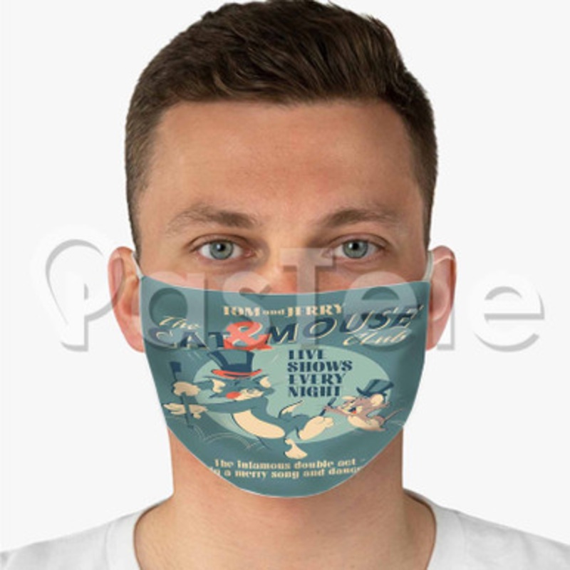 Tom and Jerry Cat and Mouse Club Custom Fabric Face Mask Polyester Two Layers Cloth Washable