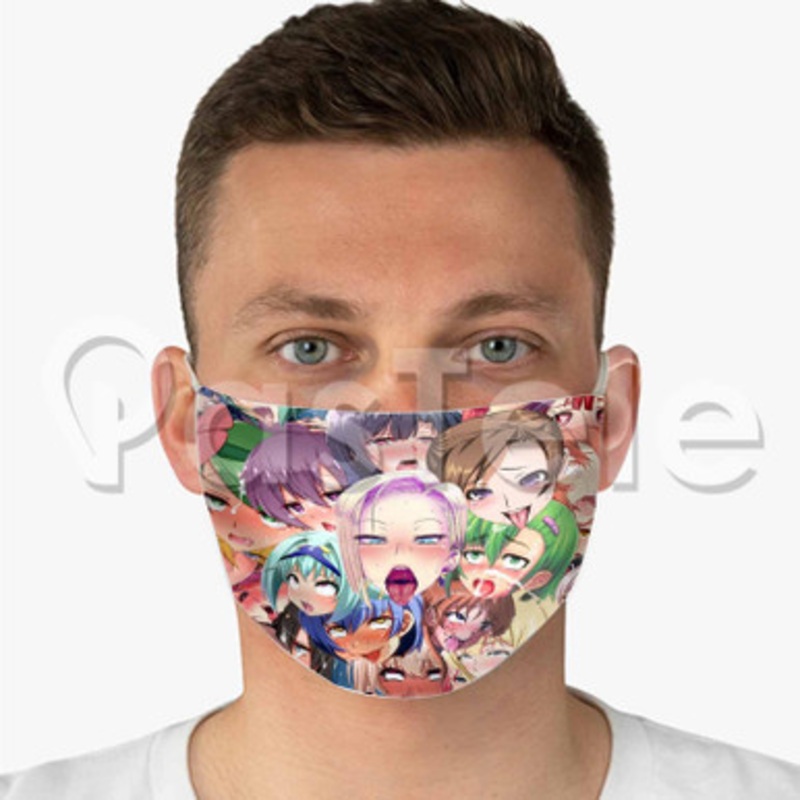 Ahegao Custom Fabric Face Custom Fabric Face Mask Polyester Two Layers Cloth