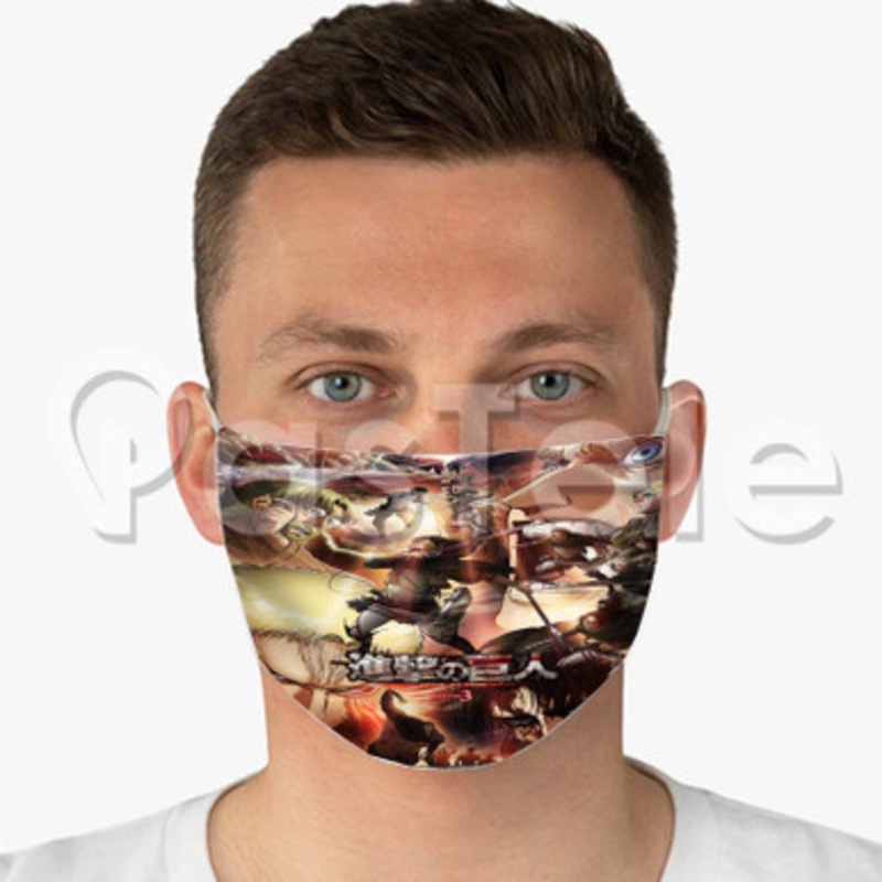 Attack On Titan Season 3 2 Custom Fabric Face Custom Fabric Face Mask Polyester Two Layers Cloth