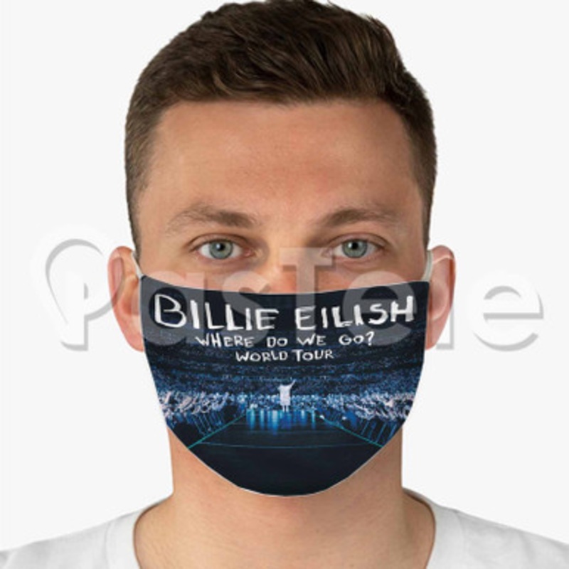 Billie Eilish Where Do We Go World Tour Custom Fabric Face Custom Fabric Face Mask Polyester Two Layers Cloth