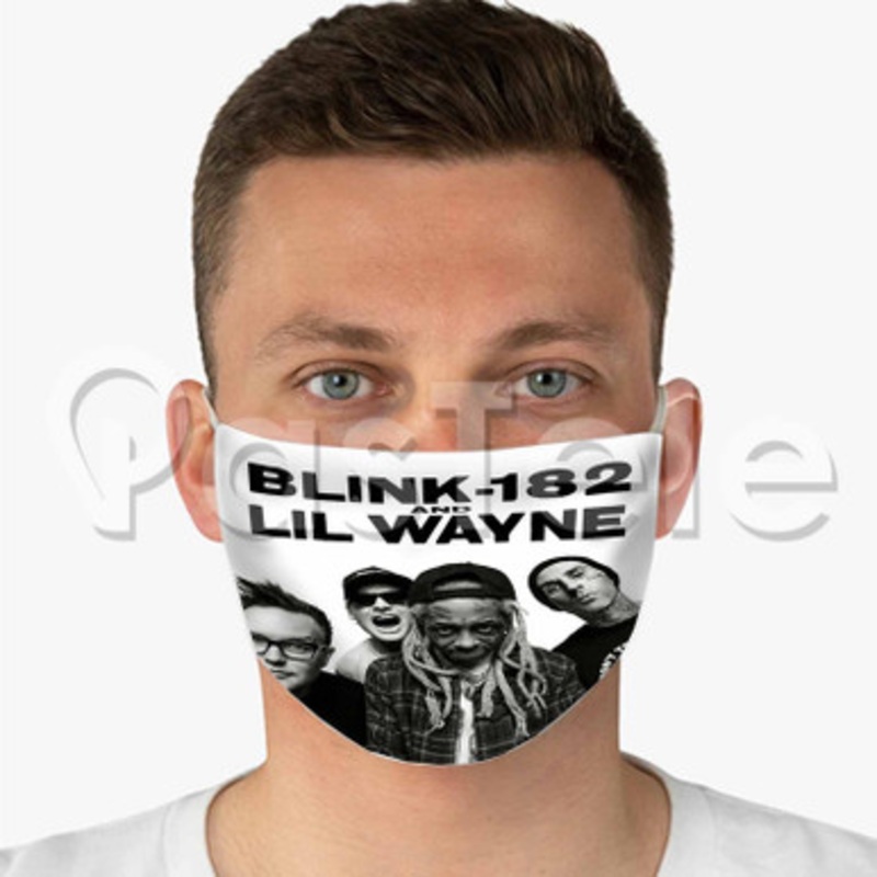 Blink 182 and Lil Wayne Custom Fabric Face Custom Fabric Face Mask Polyester Two Layers Cloth