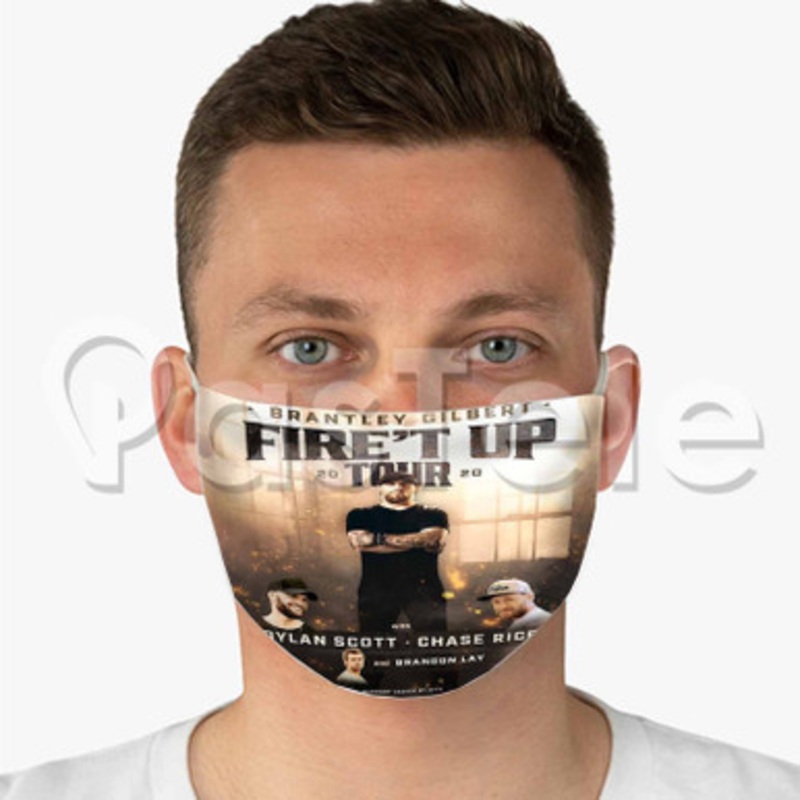 Brantley Gilbert Fire t Up Tour Custom Fabric Face Custom Fabric Face Mask Polyester Two Layers Cloth