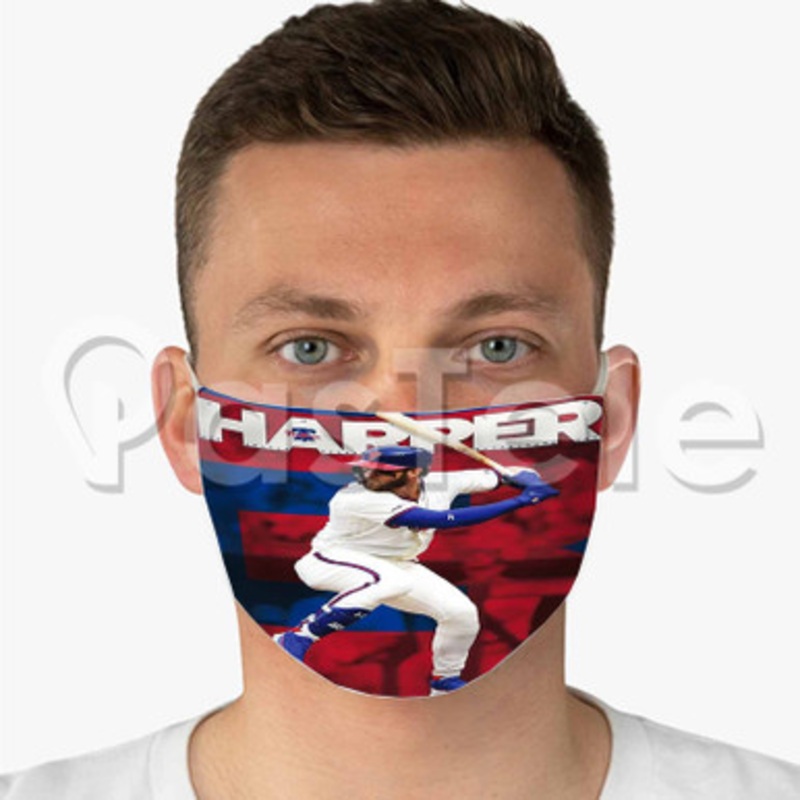 Bryce Harper MLB Philadelphia Phillies Custom Fabric Face Custom Fabric Face Mask Polyester Two Layers Cloth