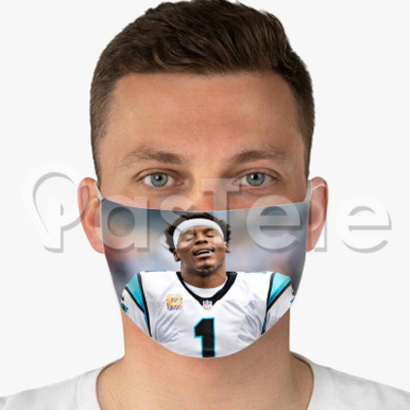 Cam Newton Custom Fabric Face Custom Fabric Face Mask Polyester Two Layers Cloth