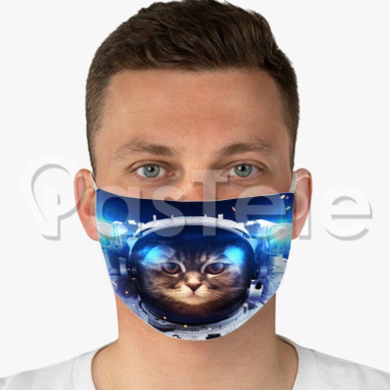 catstronaut Custom Fabric Face Custom Fabric Face Mask Polyester Two Layers Cloth