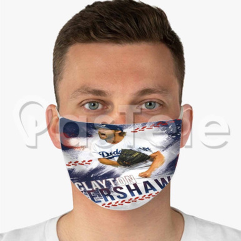 Clayton Kershaw MLB Los Angeles Dodgers Custom Fabric Face Custom Fabric Face Mask Polyester Two Layers Cloth