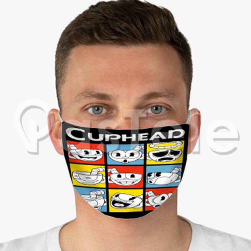 Cuphead 2 Custom Fabric Face Custom Fabric Face Mask Polyester Two Layers Cloth