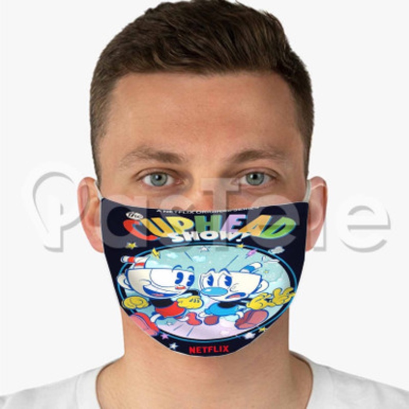 Cuphead Custom Fabric Face Custom Fabric Face Mask Polyester Two Layers Cloth