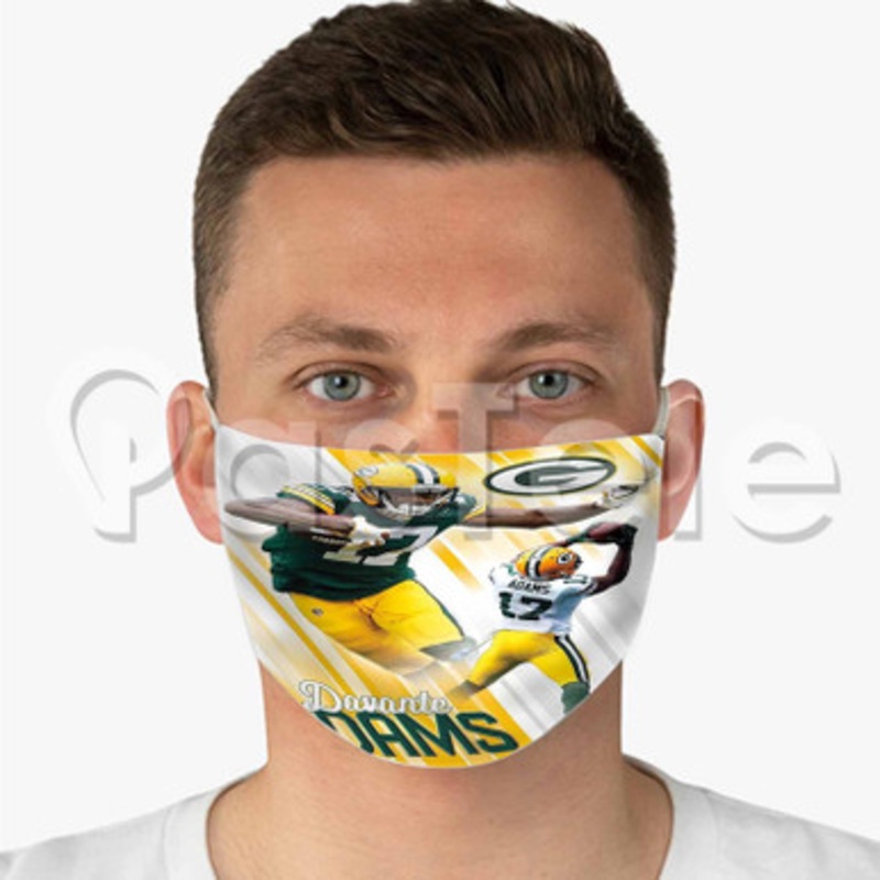 Davante Adams NFL Green Bay Packers Custom Fabric Face Custom Fabric Face Mask Polyester Two Layers Cloth