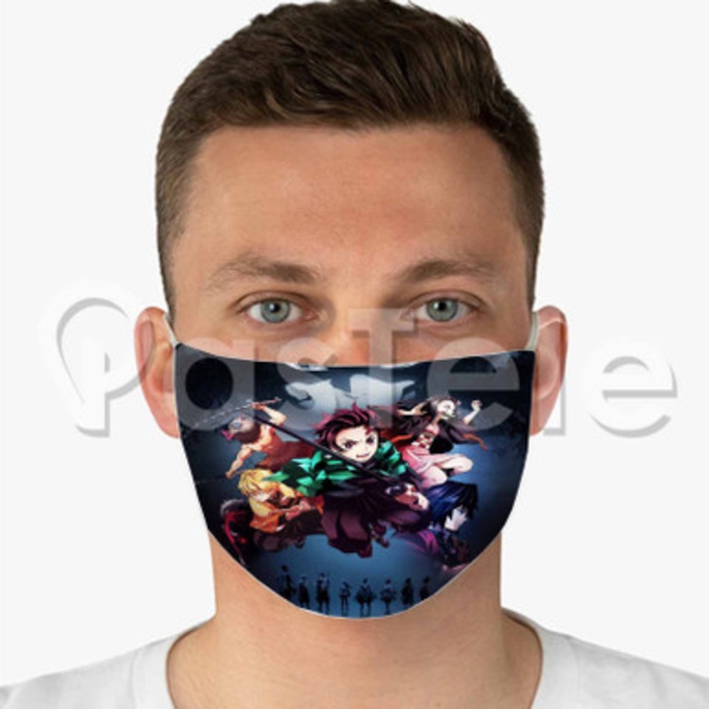 Demon Slayer Kimetsu no Yaiba Custom Fabric Face Custom Fabric Face Mask Polyester Two Layers Cloth