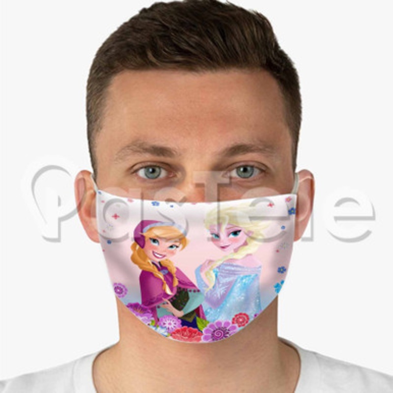Disney Anna and Elsa Custom Fabric Face Custom Fabric Face Mask Polyester Two Layers Cloth