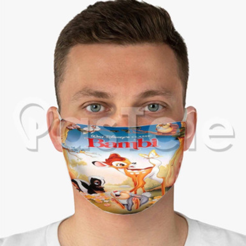 Disney Bambi Custom Fabric Face Custom Fabric Face Mask Polyester Two Layers Cloth