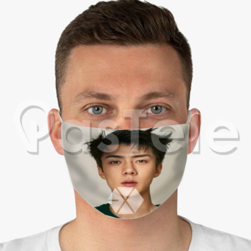 Exo Sehun Custom Fabric Face Custom Fabric Face Mask Polyester Two Layers Cloth