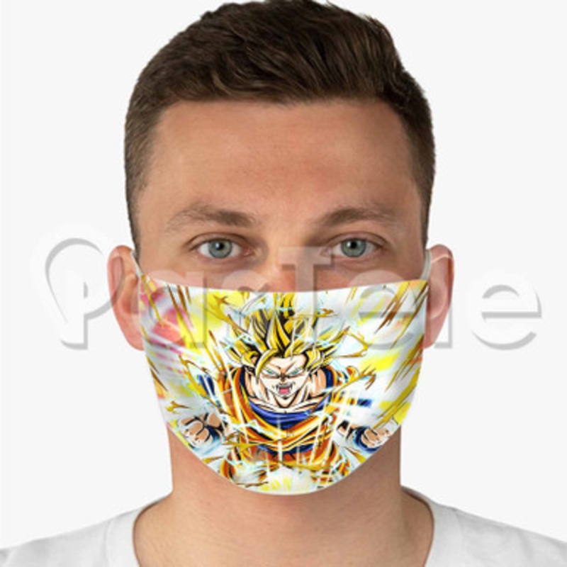 goku ssj 2 Custom Fabric Face Custom Fabric Face Mask Polyester Two Layers Cloth
