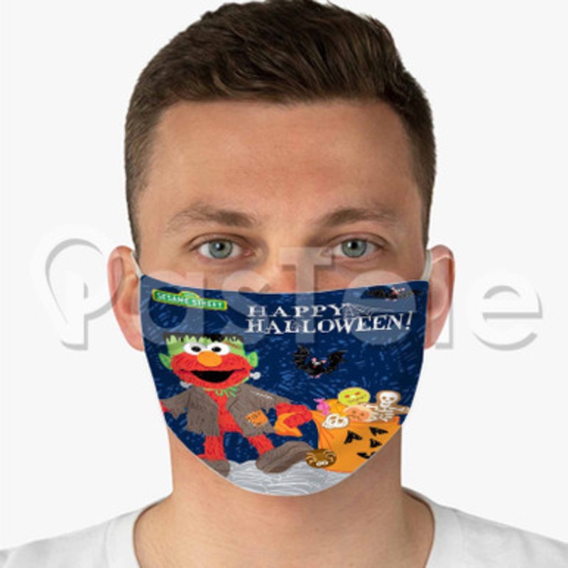 Happy Halloween Custom Fabric Face Custom Fabric Face Mask Polyester Two Layers Cloth