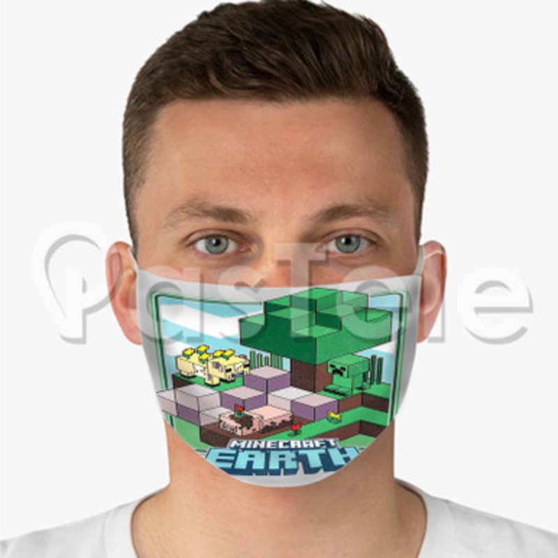 Minecraft Earth Custom Fabric Face Mask Polyester Two Layers Cloth Washable
