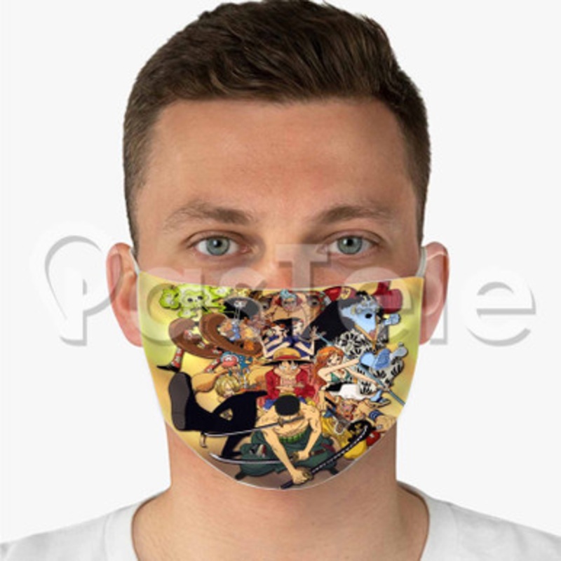 one piece Custom Fabric Face Mask Polyester Two Layers Cloth Washable
