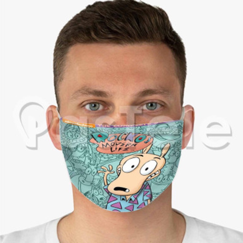 Rocko s Modern Life Custom Fabric Face Mask Polyester Two Layers Cloth Washable