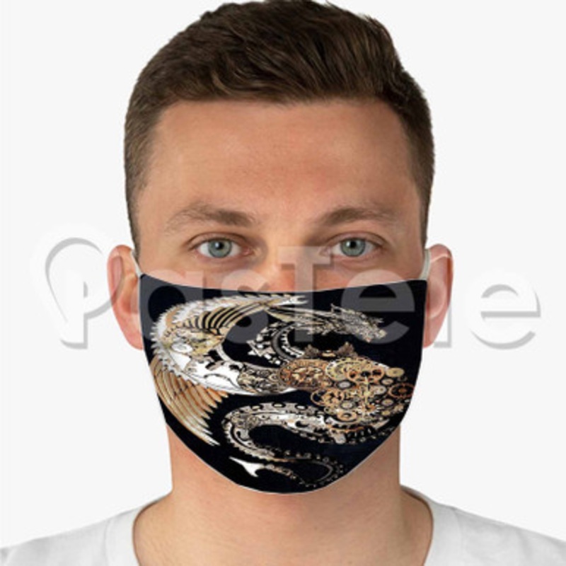 Steampunk Dragon Custom Fabric Face Mask Polyester Two Layers Cloth Washable