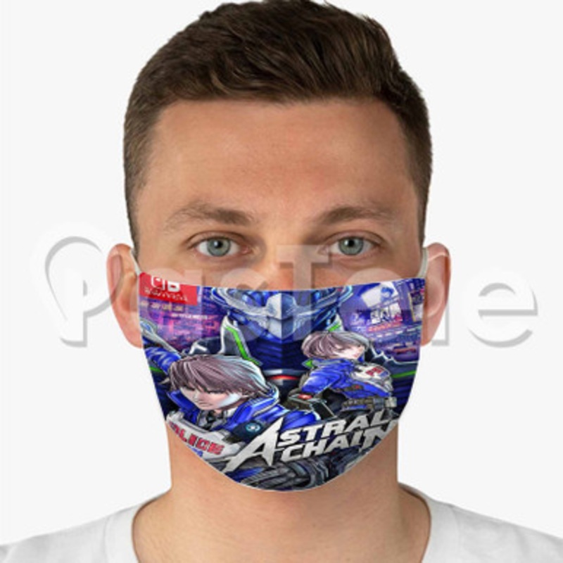 Astral Chain Custom Fabric Face Custom Fabric Face Mask Polyester Two Layers Cloth