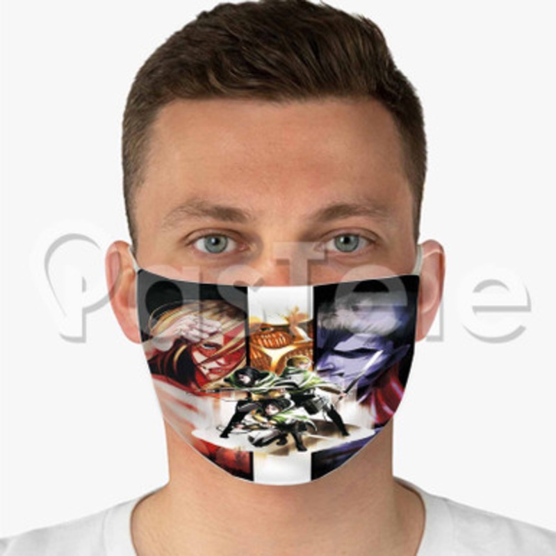 Attack On Titan Season 3 Custom Fabric Face Custom Fabric Face Mask Polyester Two Layers Cloth