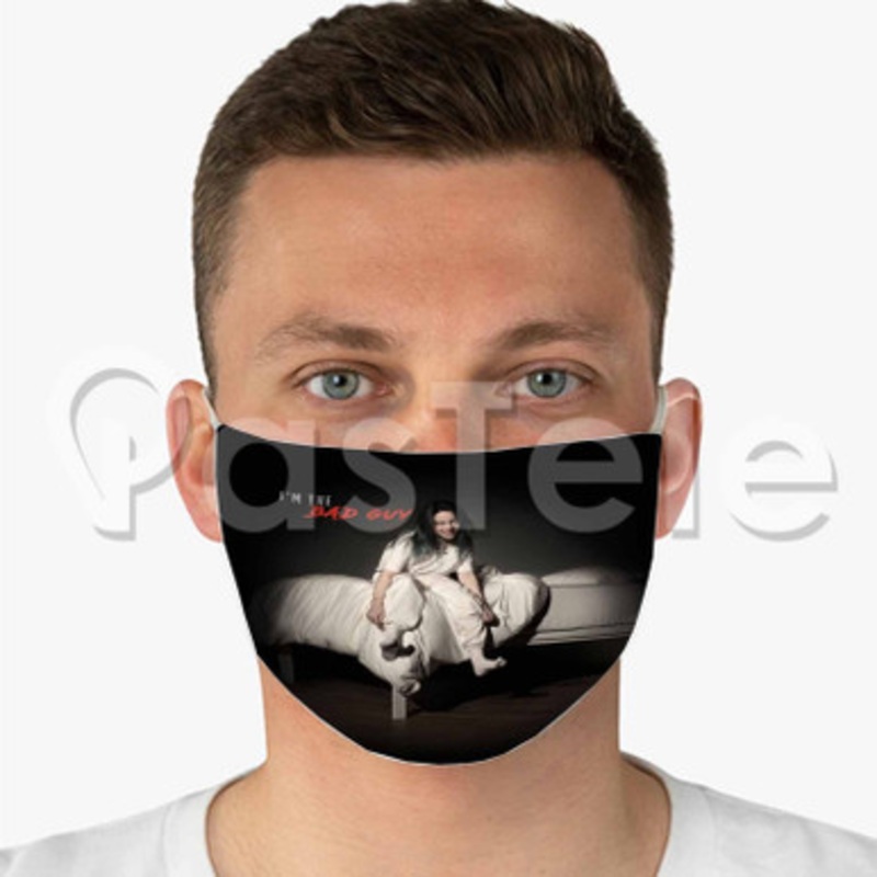 Billie Eilish bad guy Custom Fabric Face Custom Fabric Face Mask Polyester Two Layers Cloth