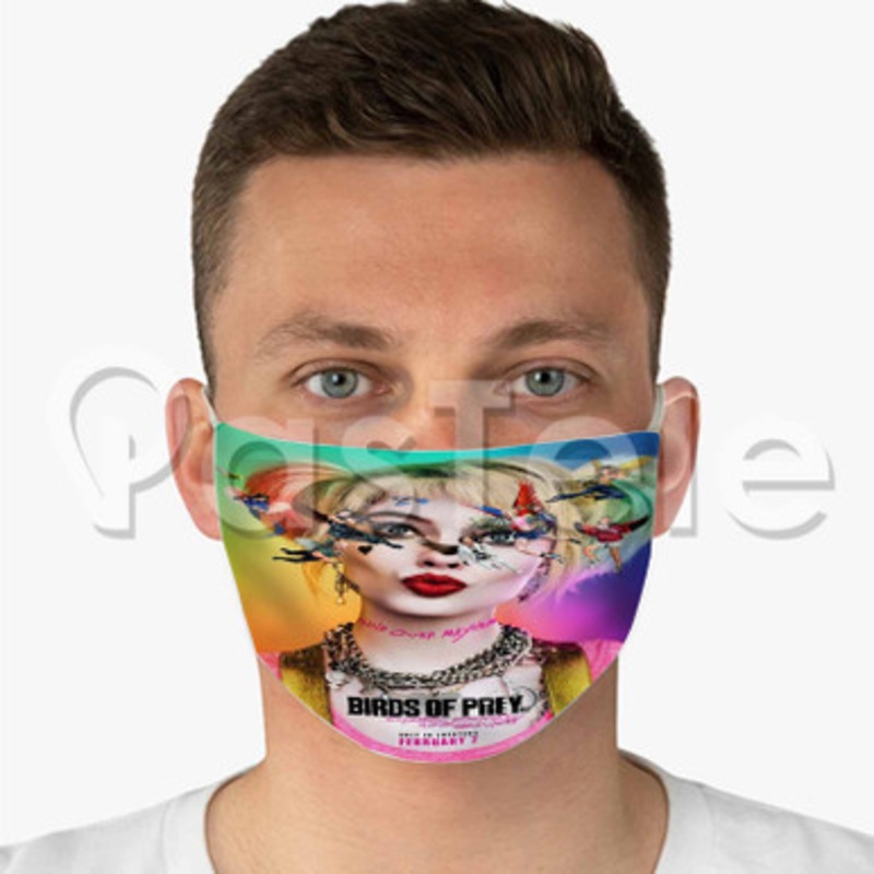 birds of prey poster harley queen Custom Fabric Face Custom Fabric Face Mask Polyester Two Layers Cloth