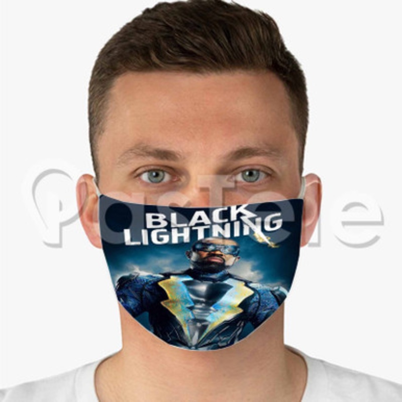 Black Lightning Custom Fabric Face Custom Fabric Face Mask Polyester Two Layers Cloth