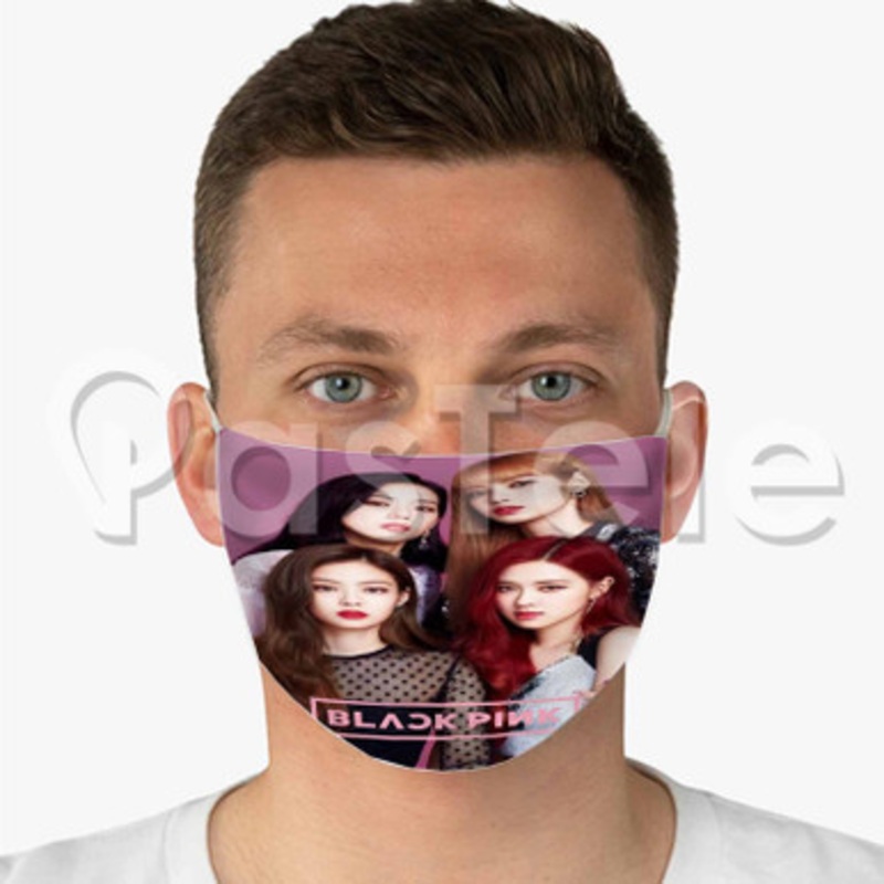 Black Pink Custom Fabric Face Custom Fabric Face Mask Polyester Two Layers Cloth