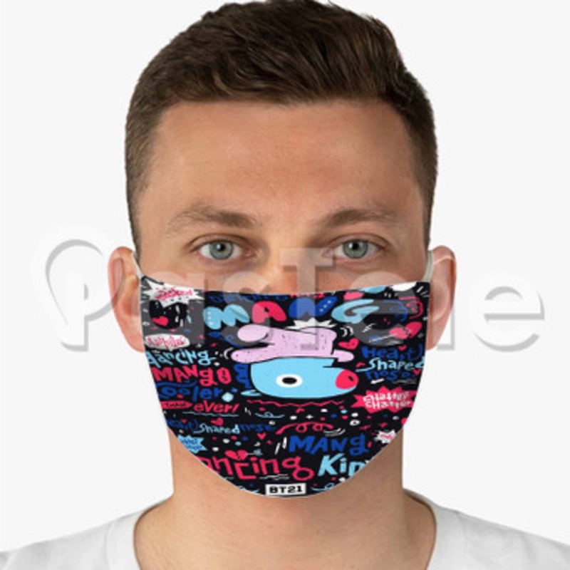 BT21 Custom Fabric Face Custom Fabric Face Mask Polyester Two Layers Cloth