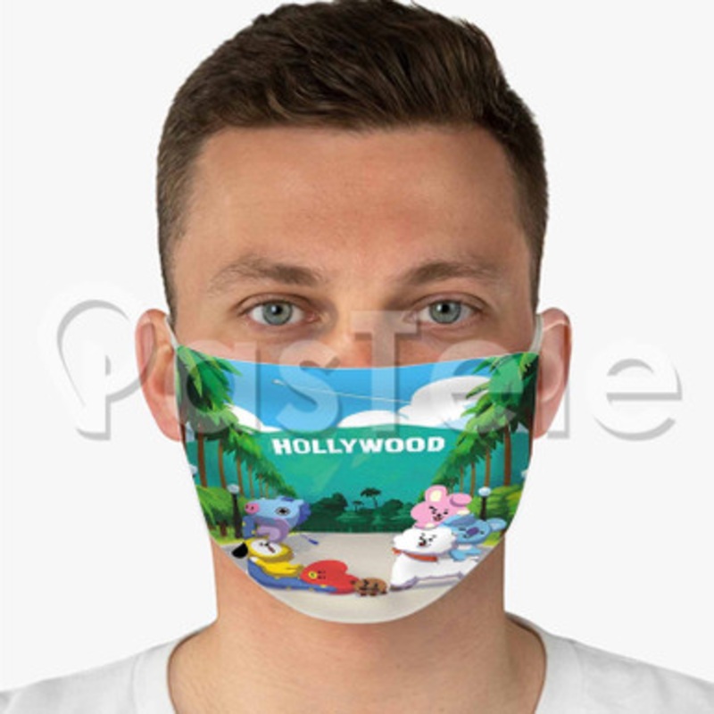 BT21 Hollywood Custom Fabric Face Custom Fabric Face Mask Polyester Two Layers Cloth