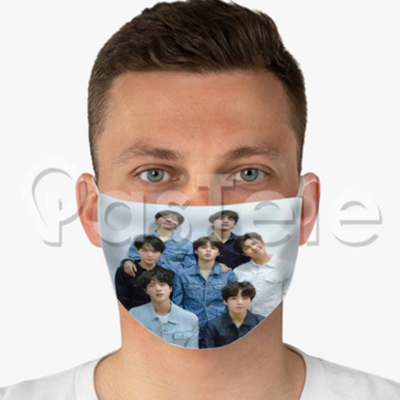 BTS Custom Fabric Face Custom Fabric Face Mask Polyester Two Layers Cloth