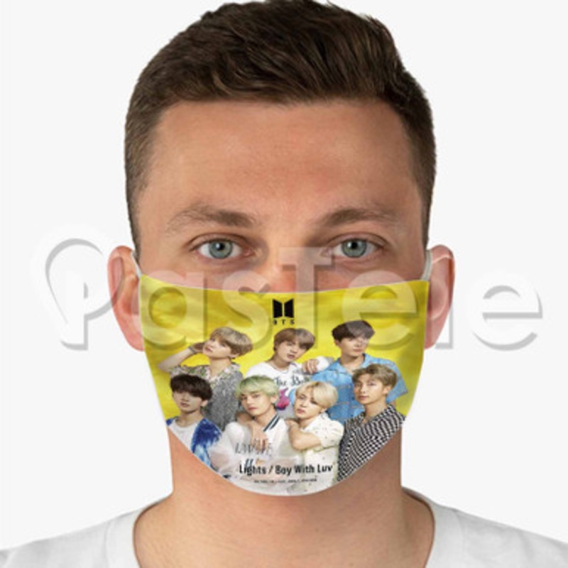 Bts Lights Boy With Luv Custom Fabric Face Custom Fabric Face Mask Polyester Two Layers Cloth