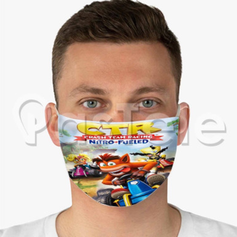 Crash Team Racing Nitro Fueled Custom Fabric Face Custom Fabric Face Mask Polyester Two Layers Cloth