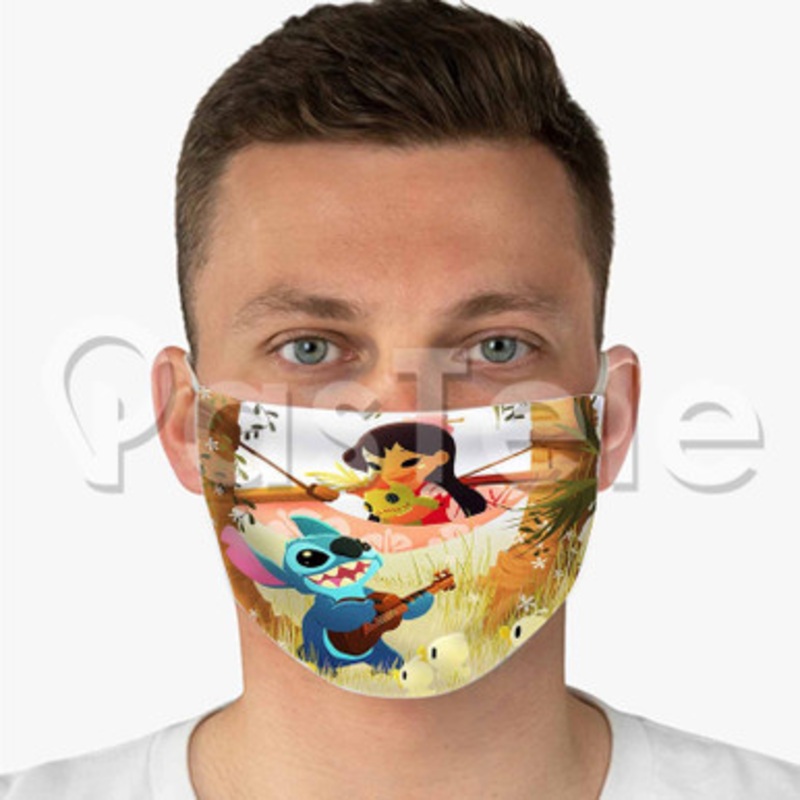Cute Lilo and Stitch Custom Fabric Face Custom Fabric Face Mask Polyester Two Layers Cloth