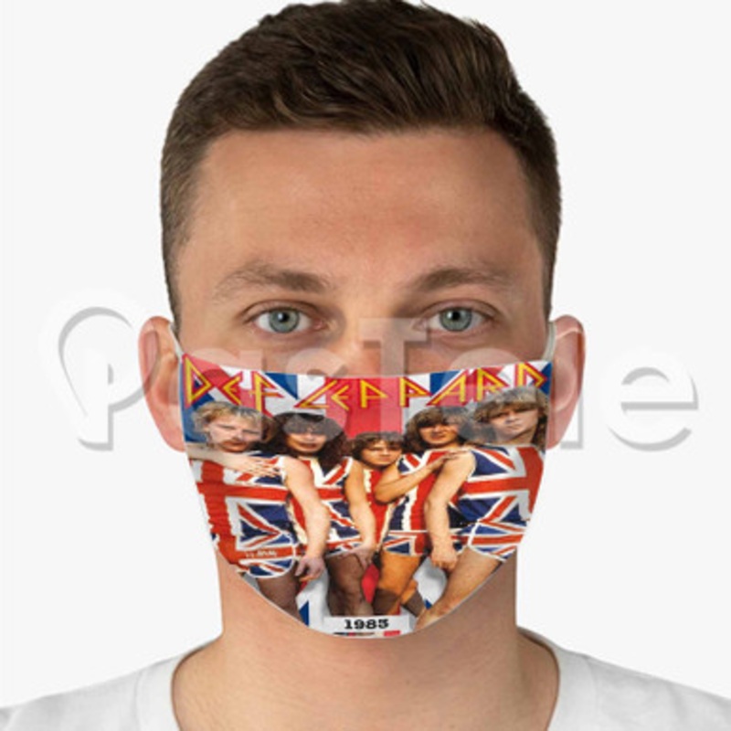 Def Leppard Union Jack Custom Fabric Face Custom Fabric Face Mask Polyester Two Layers Cloth