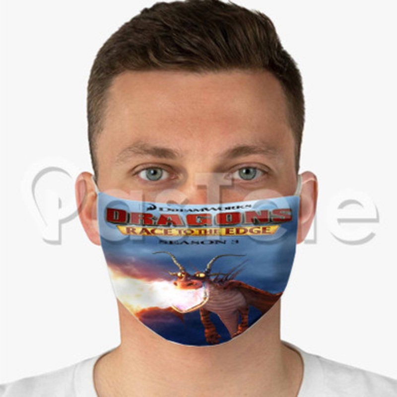 Dragons Race to the Edge Custom Fabric Face Custom Fabric Face Mask Polyester Two Layers Cloth