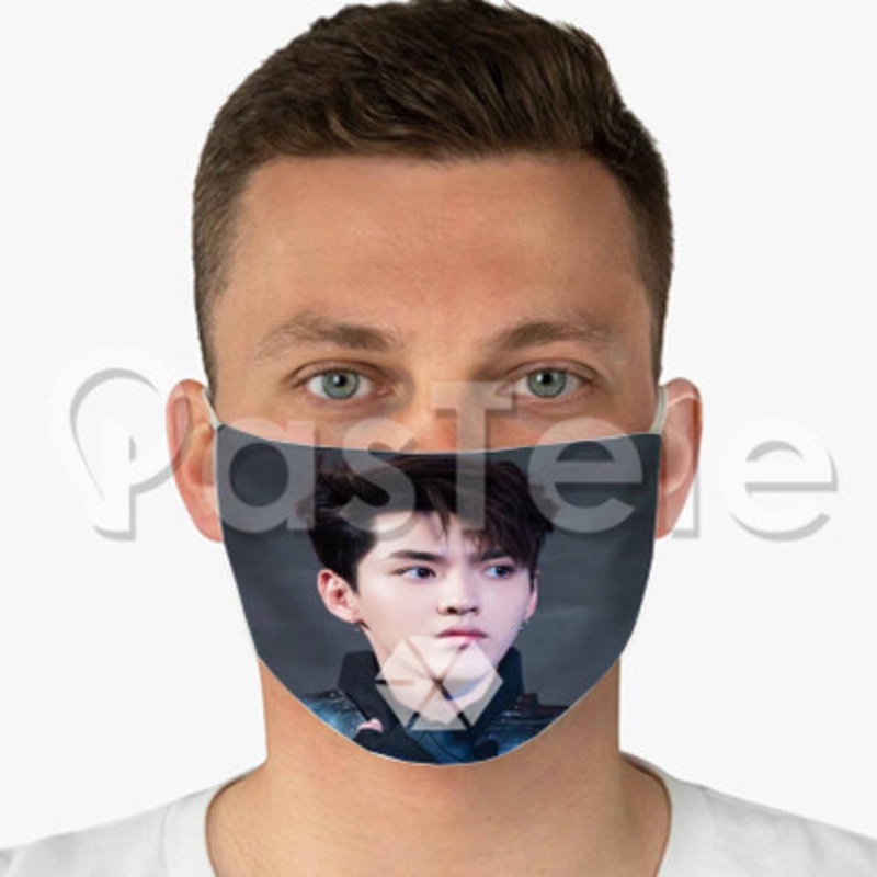 Exo Kris Wu Custom Fabric Face Custom Fabric Face Mask Polyester Two Layers Cloth