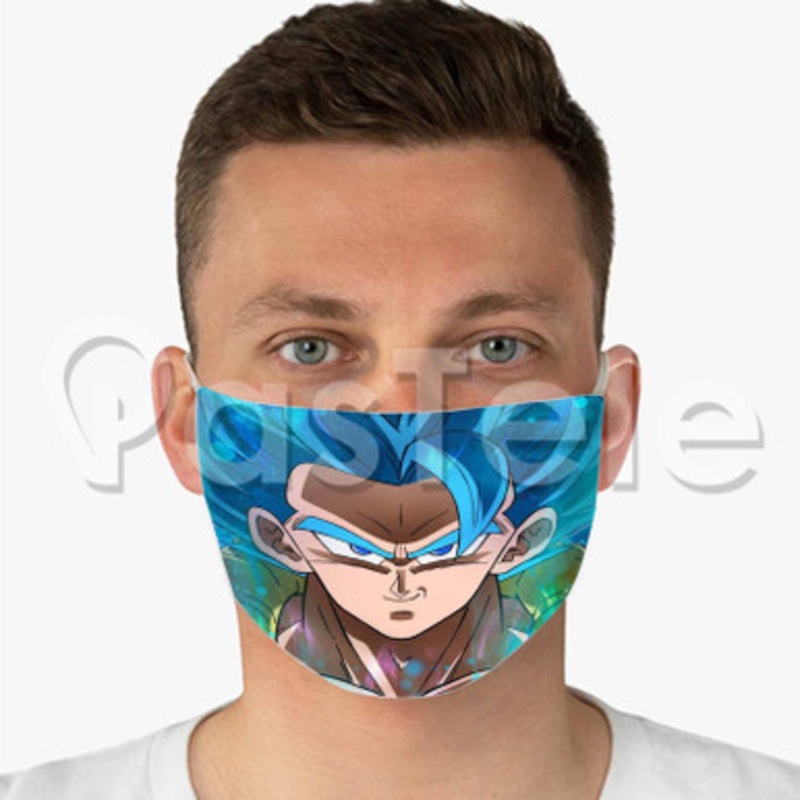 Gogeta Blue Custom Fabric Face Custom Fabric Face Mask Polyester Two Layers Cloth