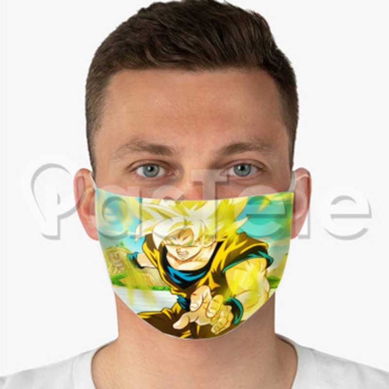 goku ssj 1 Custom Fabric Face Custom Fabric Face Mask Polyester Two Layers Cloth