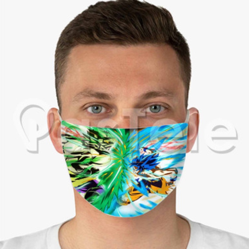 goku vs broly Custom Fabric Face Custom Fabric Face Mask Polyester Two Layers Cloth